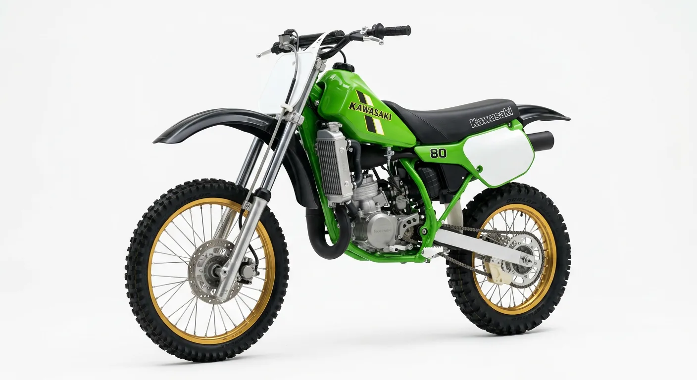 KX80-E/F (1983-1985) - жидкостное охлаждение, передний дисковый тормоз