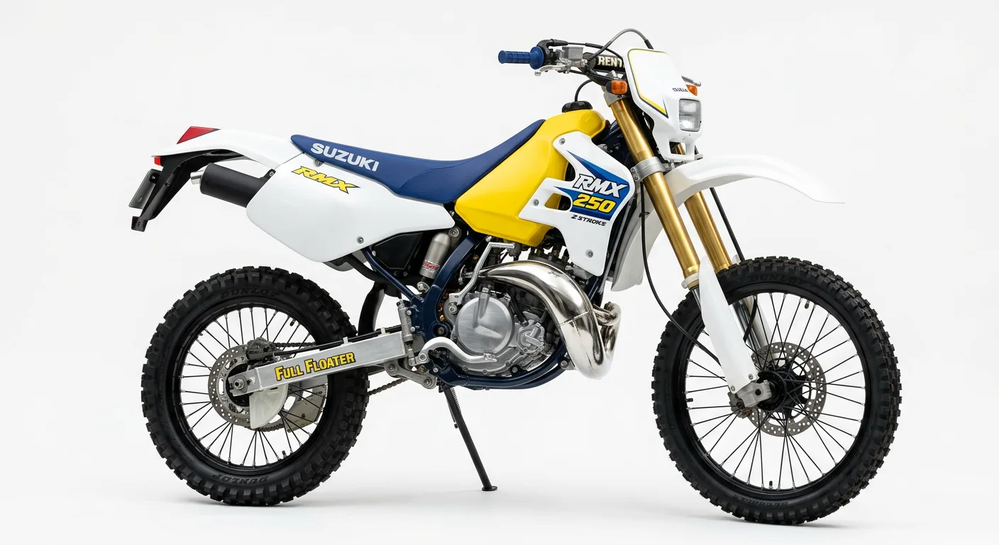 RMX250 (1993-1995) - перевёрнутая вилка Showa 45 мм, рама тёмного цвета
